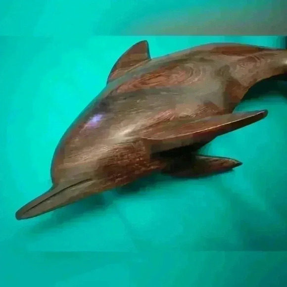 Dolphin Wooden Hand Carved Sculpture Ironwood Vintage - Heavy - Picture 4 of 4